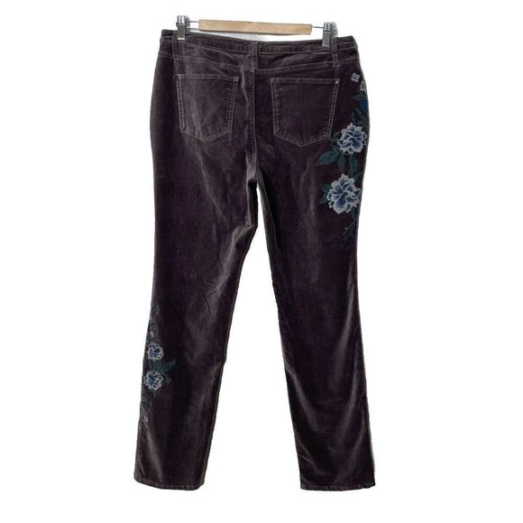 Sundance Size 30 Velour Velvet Floral Embroidered Pants Stretch Straight - Picture 1 of 12